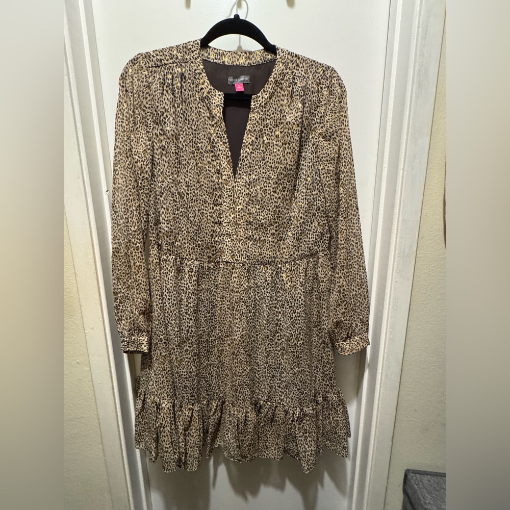 Vince Camuto Leopard Print Long Sleeve Dress